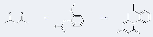 Thiourea,N-(2-ethylphenyl)- can be used to produce 1-(2-Ethyl-phenyl)-4,6-dimethyl-1H-pyrimidine-2-thione